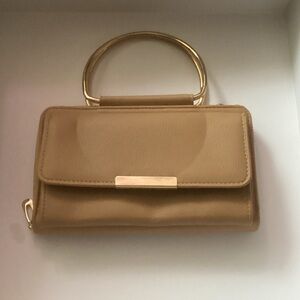 Chic Tan Wristlet with Gold Details